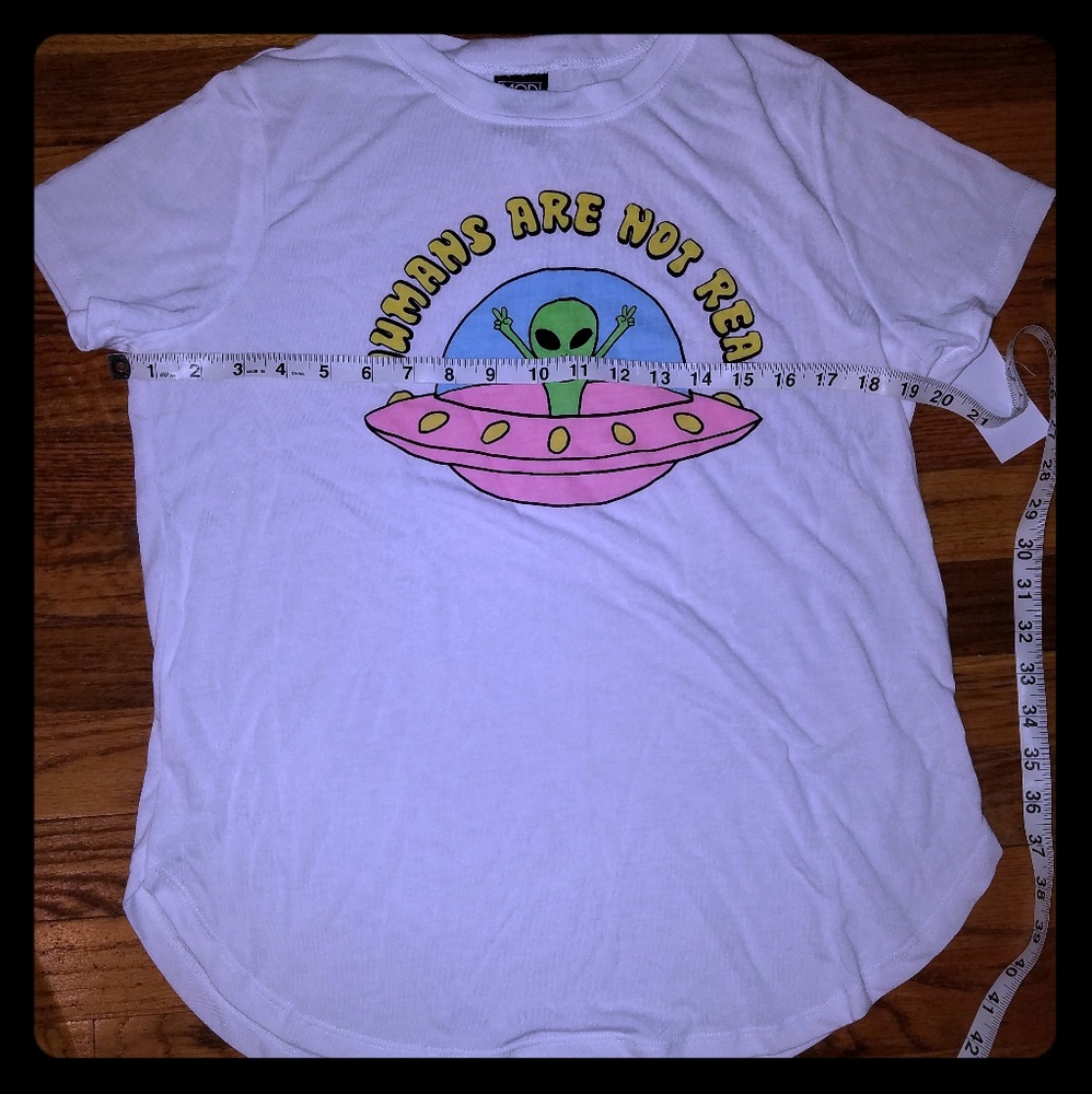 White Graphic Tee with Alien Design